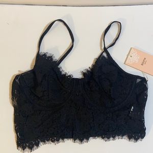 Black lace underwire bralette bra crop top size small new with tags